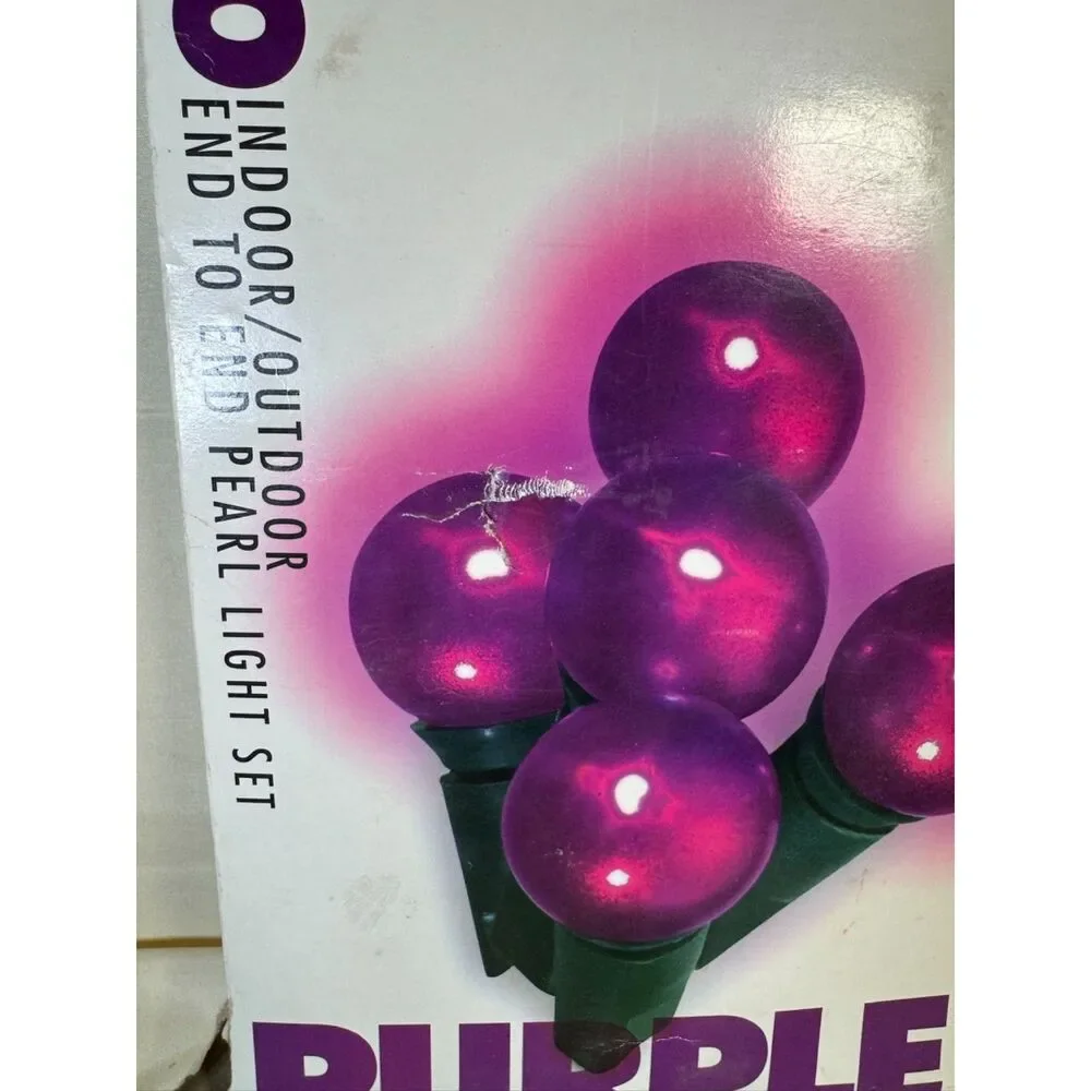 Vintage 1998 Purple Pearl Bulb Lights New In Package Tested And Working